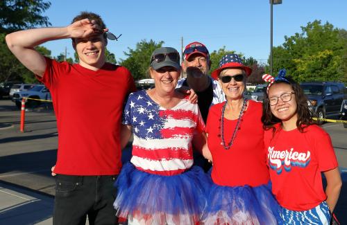picture of three runners in patriotic clothing