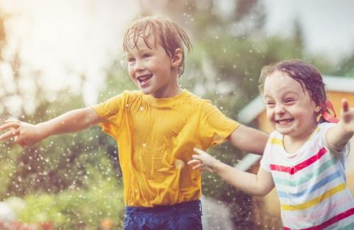 Kids playing in water