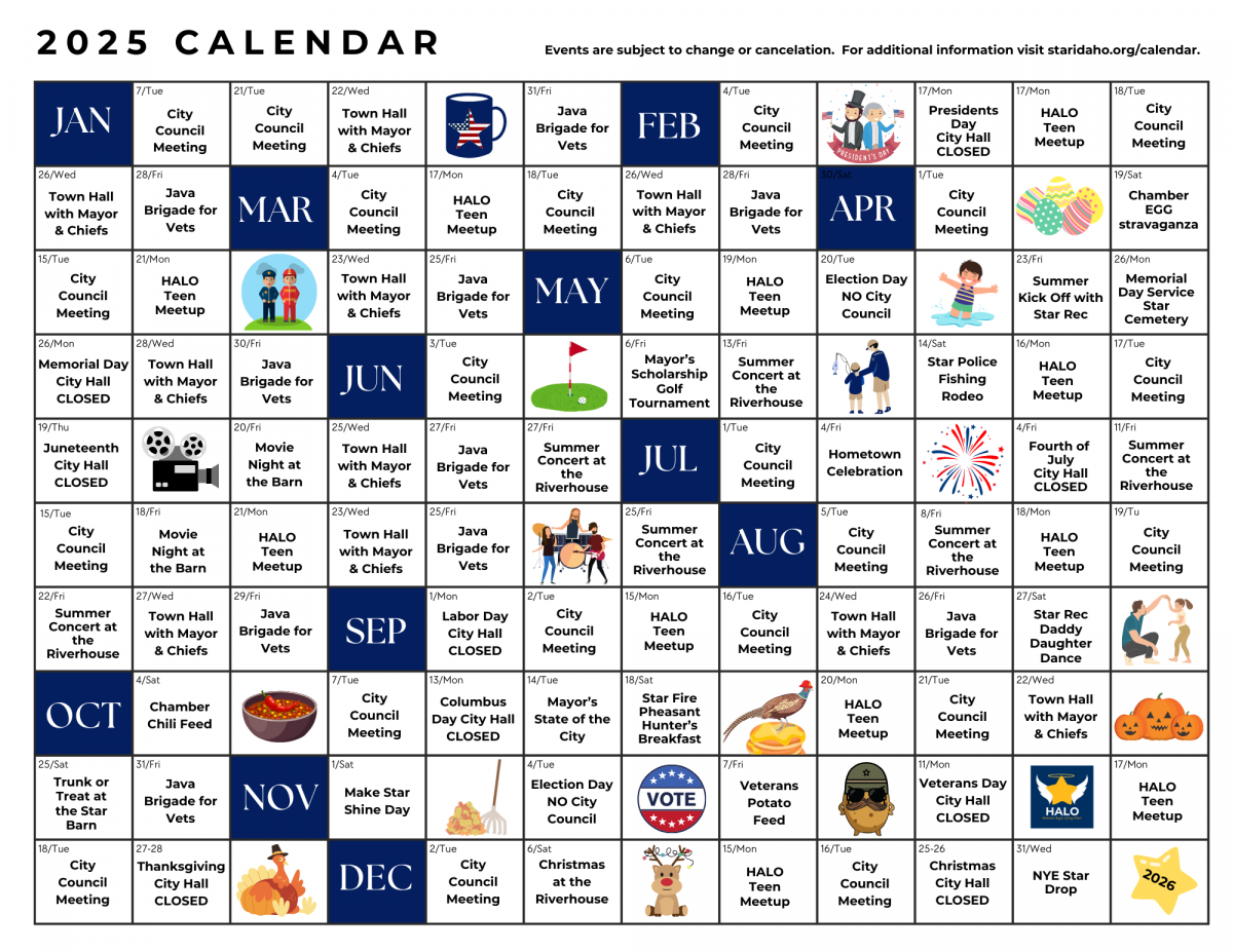 Staridaho.org/calendar