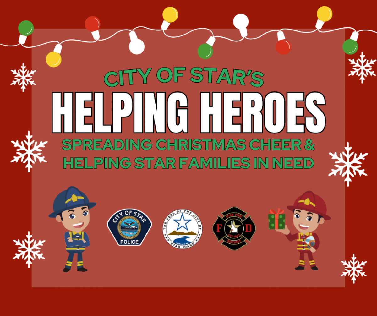 police and fire man with helping heroes banner