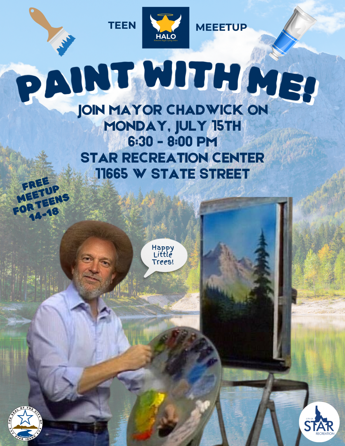 mayor painting like bob ross