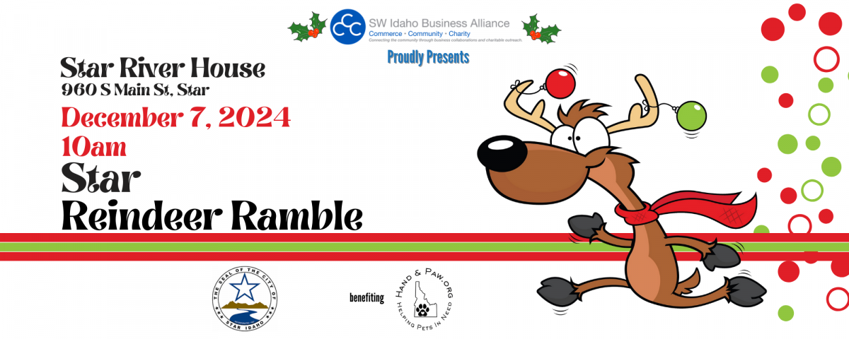 reindeer running with ornaments